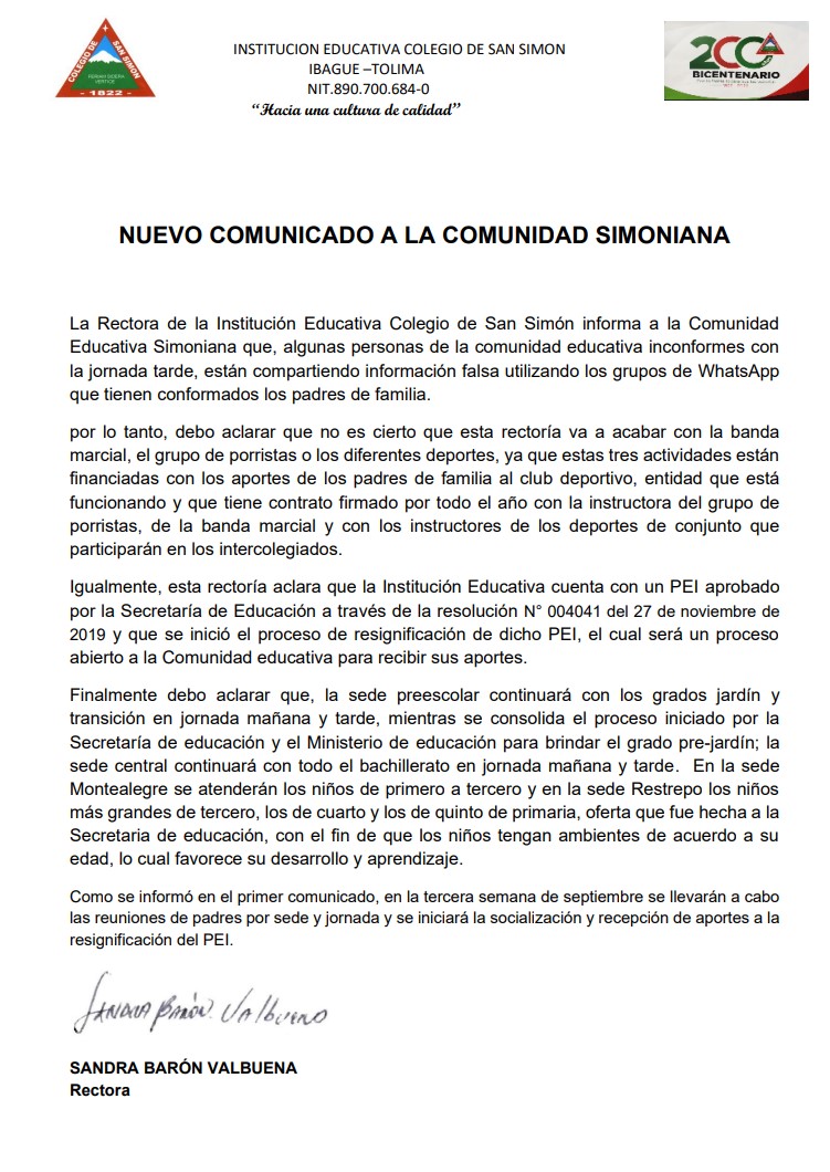 NUEVO COMUNICADO